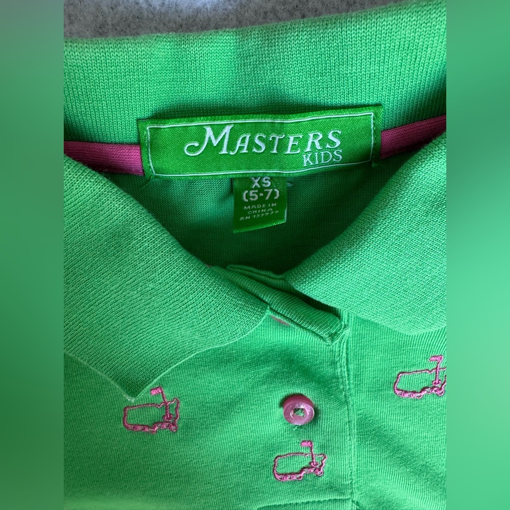 Masters Kid Green Polo Golf Logo Size XS - Picture 5 of 9